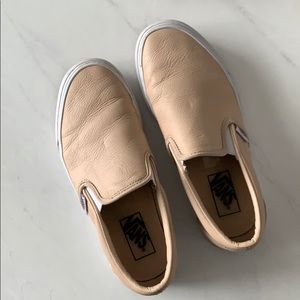 Pink Leather Vans Slip-Ons